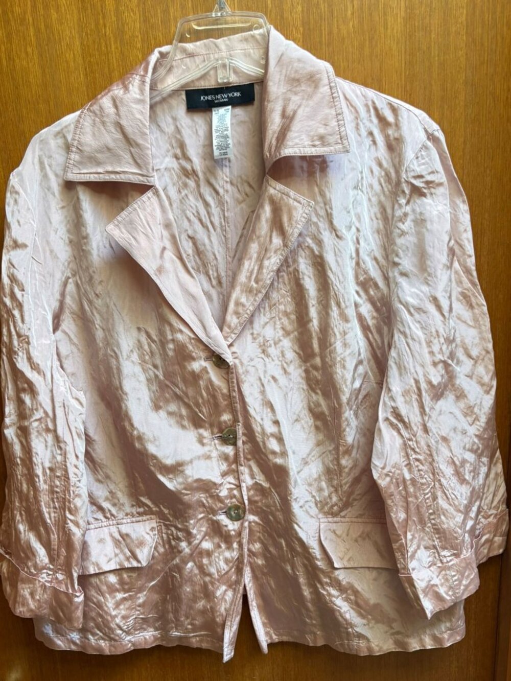 Jones New York Crinkle Crushed Pink Jacket Size 18W